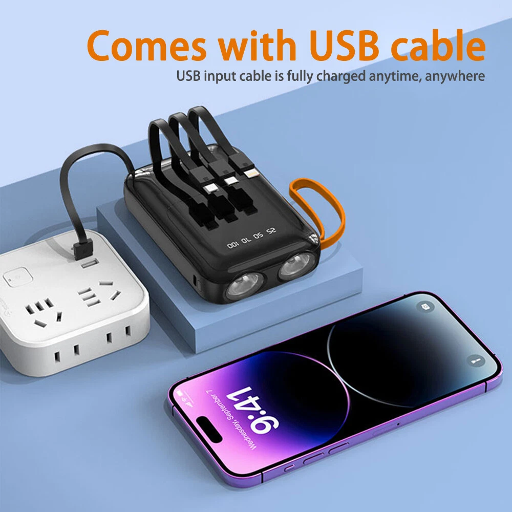 3*18650 DIY Power Bank Case with LED Display & Charging Cable  