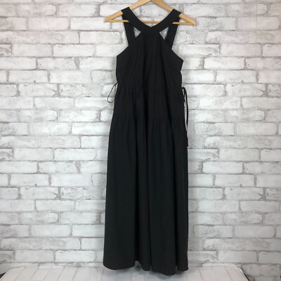 MADEWELL NWT $148 Women's 100% Cotton True Black Halter Midi Dress sz 0  NL129 | eBay