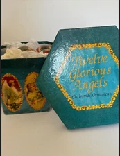 Twelve 12 Glorious Angels Christmas Decoupage Ornaments Vintage