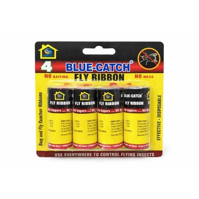 4 Pack Blue-Catch Fly Ribbon   Sticky Fly Traps