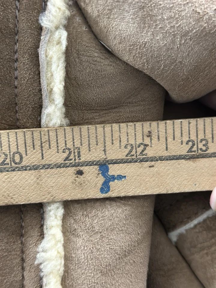 Custom Handcrafted Men's Suede Sheepskin Shearling Coat Jacket Double VGC - Image 4 of 4