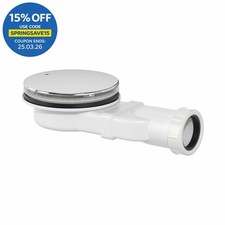90mm Slim Shower Tray Waste Trap Chrome Vented Cover Easy Clean Bathroom