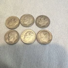 Roosevelt Dimes Lot#A of 6- 10C 90% US Silver Coins Circulated
