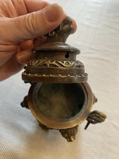 Antique Bronze Incense Burner with Footed Design and Lid From Asia