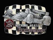 OH11144 NOS VINTAGE 1992  NOTHING BEATS A BUDWEISER  BEER  RACING BUCKLE