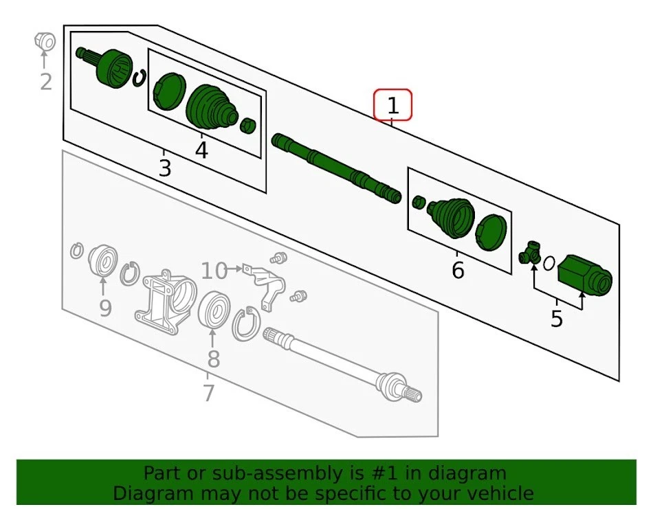 Eje de transmisión Honda OEM pasajero delantero CV eje 44305-Trw-A0 Foto 3 de 4