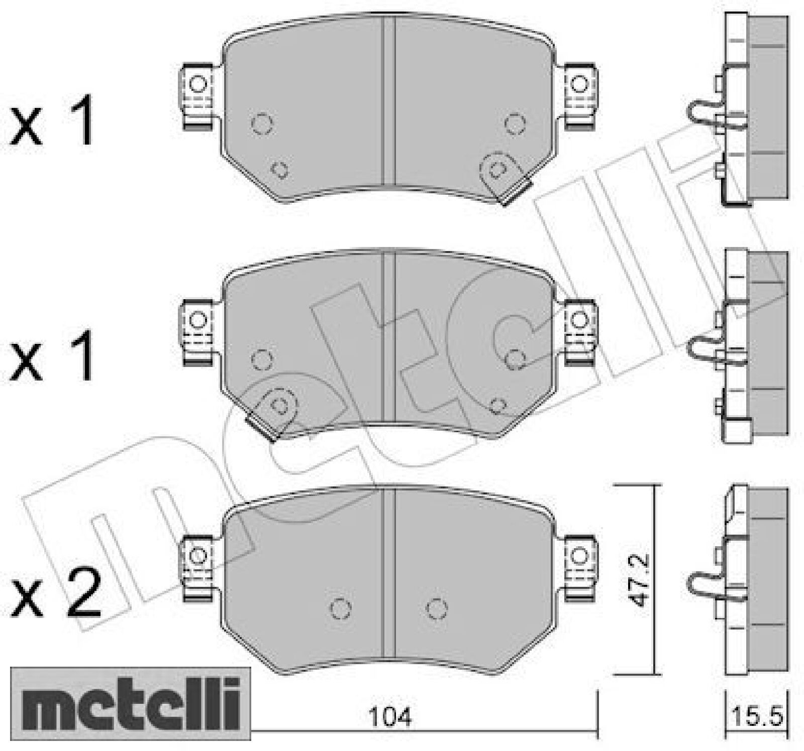metelli 22-1159-0 Bremsbelagsatz für Scheibenbremse Bremsbelagsatz für Mazda