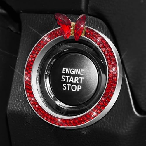 2PCS Bling Car Engine Start Stop Decoration Ring, Push to Start Button Red+Red - Picture 2 of 8