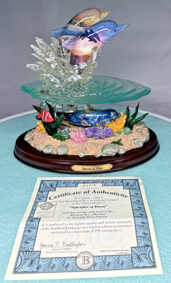 Splendor at Dawn Rainbow Sea Dolphin Christian Lassen Bradford Exchange Statue