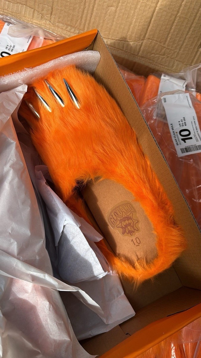 注目コラボ【GLOGANG X Bravest】 Glorange Bear Claw ミュール Bravest Studios Chief Keef Glo Gang Orange Bear Claw Mules