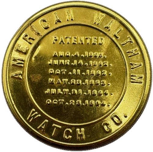 Antique 12 Size Waltham Coin Edge Pocket Watch Transport Case Gold Tone USA