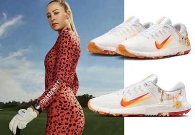 Men s 10.5 Nelly Korda x Nike Free Golf 'Gold Charms' Golf Shoes HV4361-100