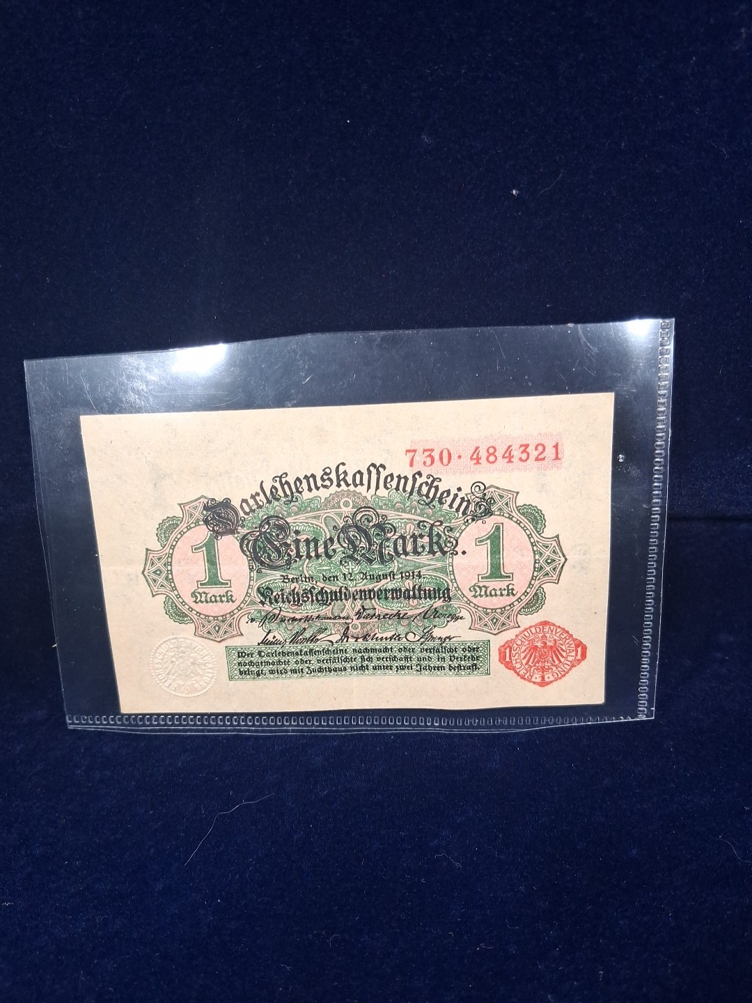 1914 Germany 1 Mark Bank Note AU