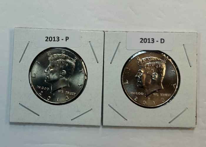 2013 P & D UNC Clad Kennedy Half Dollar Set in CB Flips -Free Shipping ...