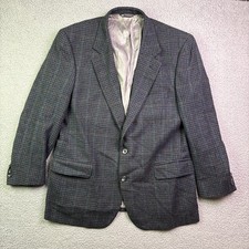 VTG Christian Dior Blazer Mens 42R Blue Wool Coat Houndstooth Plaid Jacket