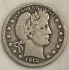 1912 P Barber Quarter - 90% Silver