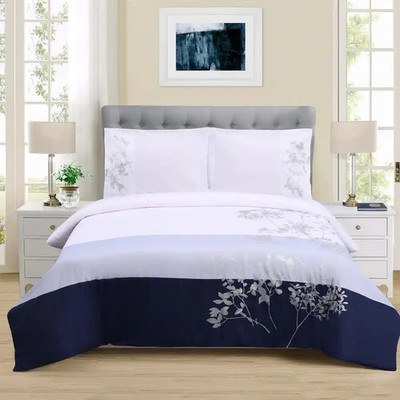 Superior Sydney 3-Piece Cotton Duvet Cover Set Blue Full/Queen Bedding