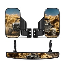 UTV Side Mirrors and Rear Center Mirror with 1.5" to 2" Roll Bar Cage