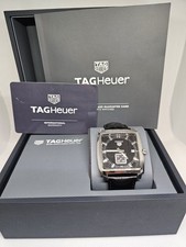 TAG Heuer Monaco WAW131A Quartz Black Dial Leather Strap Full Set Box & Papers
