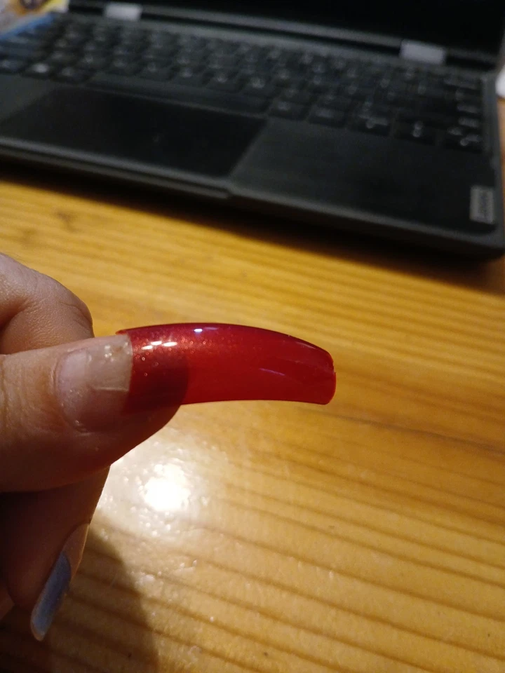 Remnant ~95 FAKE PLASTIC SQUARE FRENCH NAIL TIPS ART DEEP MAGENTA PINK SHIMMER - Image 2 of 4