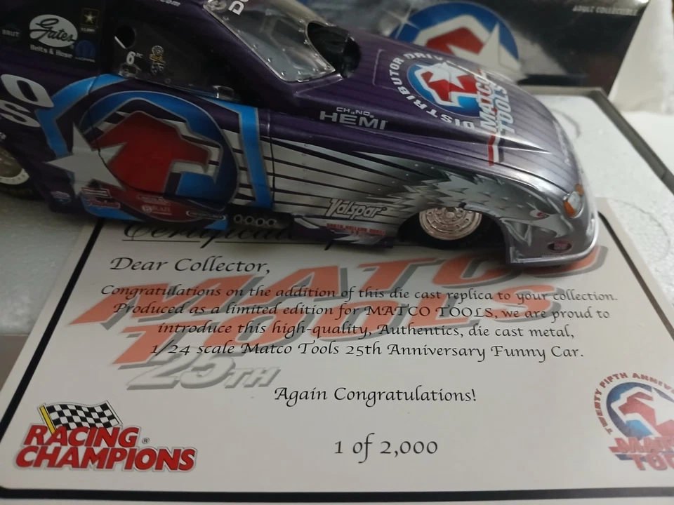 (RARO) MATCO TOOLS Whit Bazemore 05 Dodge NHRA RC2 Púrpura COCHE DIVERTIDO 1:24 (SIN USAR, EN CAJA)) Foto 4 de 4