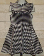 JANIE and JACK Dress Navy White Checkered Ruffles Girls 5