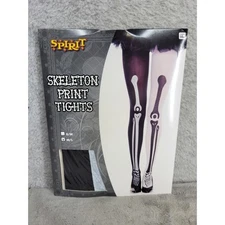 Spirit Halloween Skeleton Print Tights Costume Black Medium/Large