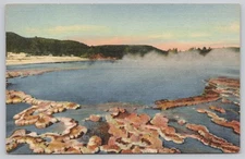Vintage Yellowstone Sapphire Pool Linen Postcard by Sanborn 1930-45