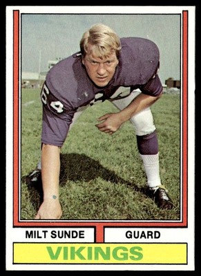 1974 Topps Football Milt Sunde Minnesota Vikings #57 Card NM