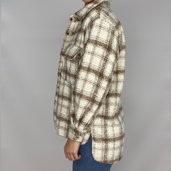 12TH TRIBE Plaid Collared Button Down Trench Jack… - image 3