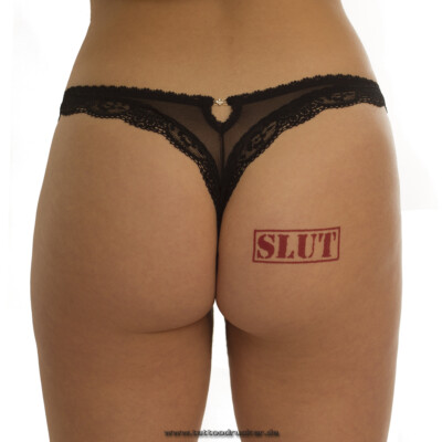 2 x Rotes großes Stempel Slut Tattoo - Roter Schriftzug - Sexy Kinky Tattoo (2)