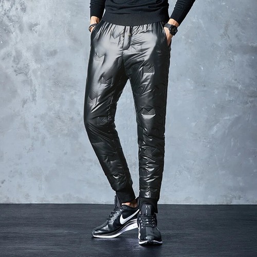 Pantalones de pato blancos engrosados cálidos de invierno para hombre coreanos jóvenes al aire libre prueba brillante U - Imagen 4 de 26