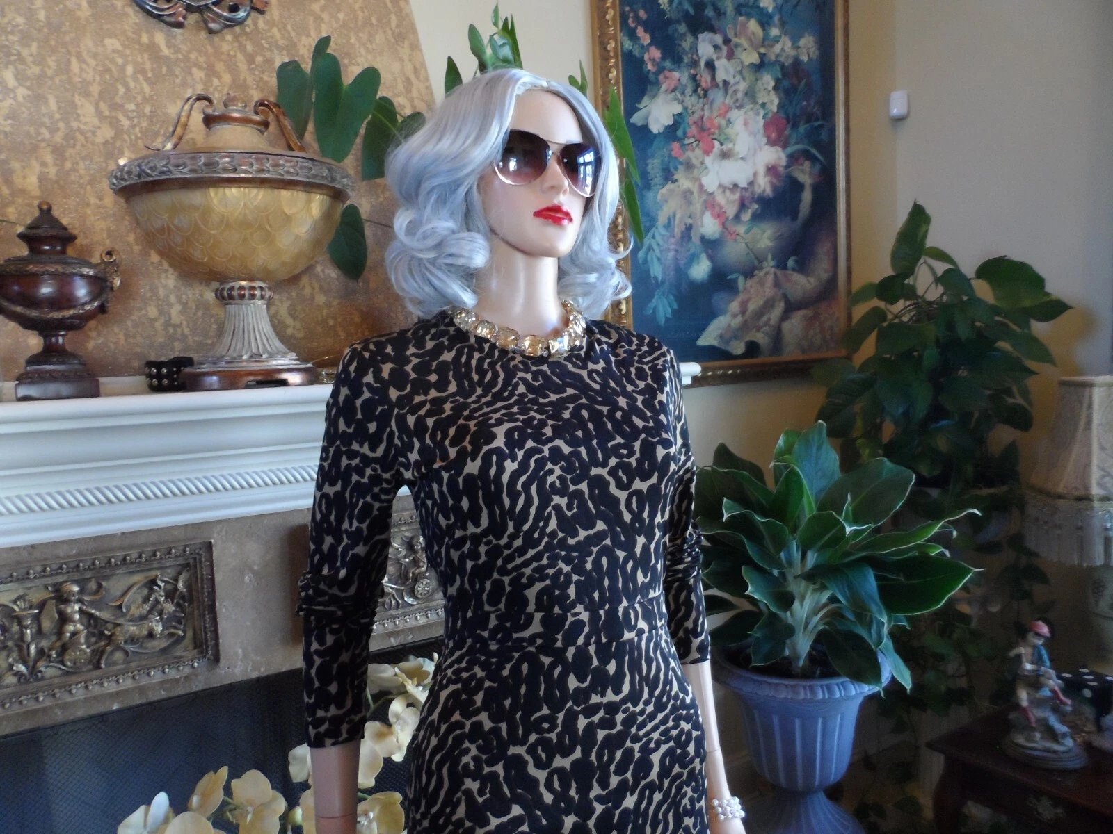 Abito in guaina Tory Burch 100% seta beige stampa mutli taglia M