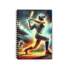 Baseball Player at Home Plate Spiral Notebook - Ruled Line, Sports Notebook