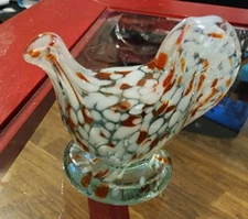 VINTAGE HAND BLOWN MURANO GLASS STYLE ROOSTER / HEN FIGURINE STATUE  2" TALL
