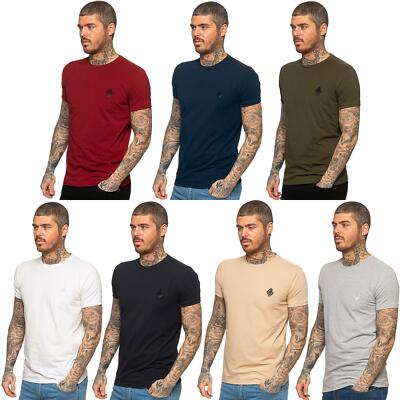 Herren Muskel Slim Fit Stretch T-Shirt Gym Kurzarm Oberteil Rundhals Tee S - XL