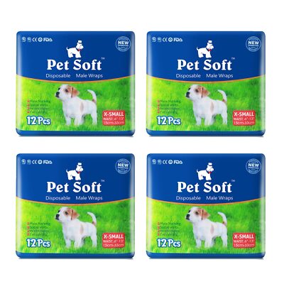 Disposable Male Dog Wraps - Dog Diapers for Male Dogs, Puppy Diapers 48pcs XS...