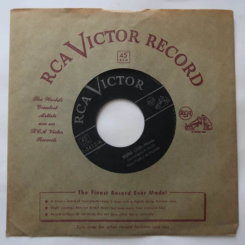 PEREZ PRADO MAMBO DE PARIS, MONA LISA VINYL 45 RCA VG 10-138 - Image 2 of 4