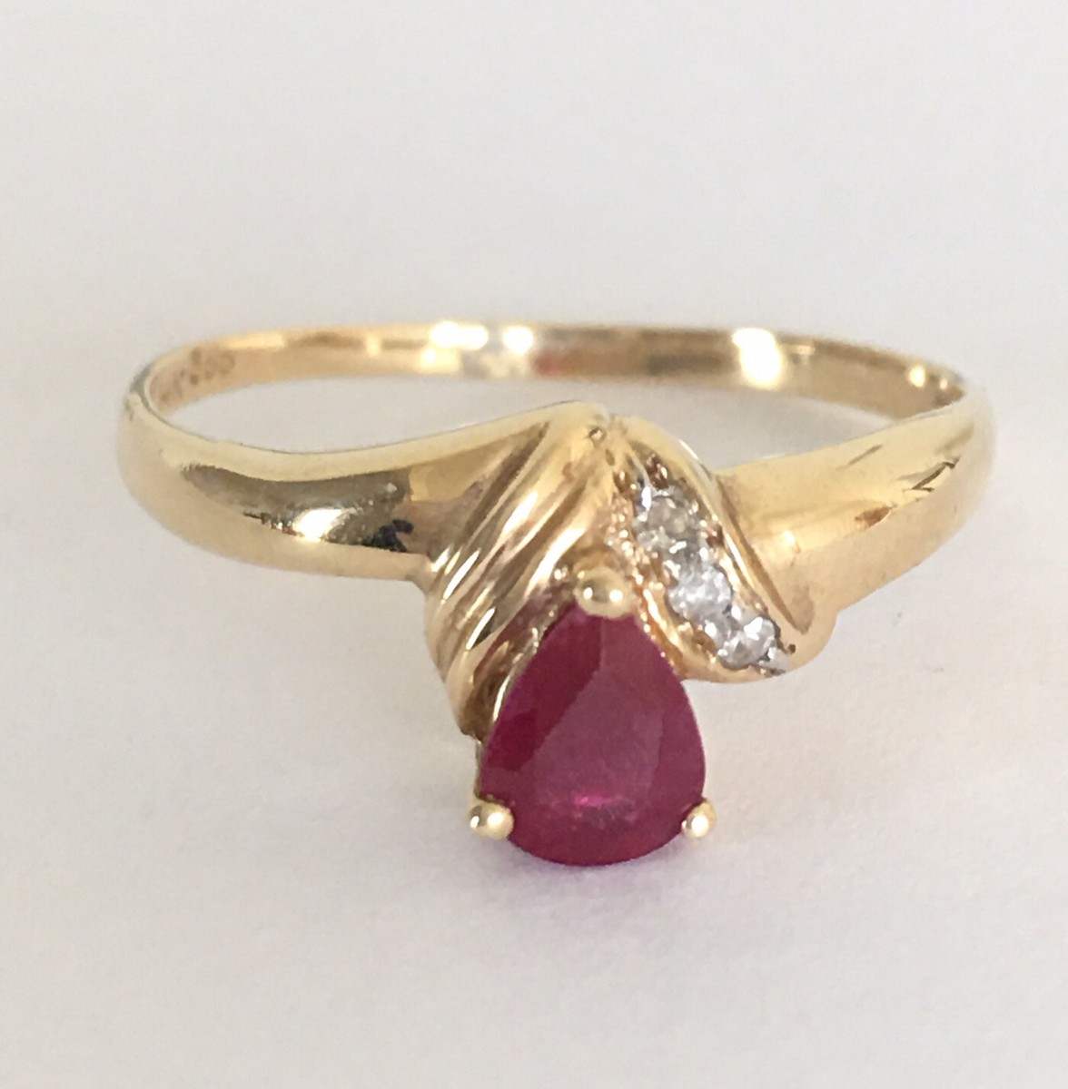 【Ruby】残り11点 Q11916, New 14k Solid Yellow Gold Y/G Genuine Ruby Diamond Ring