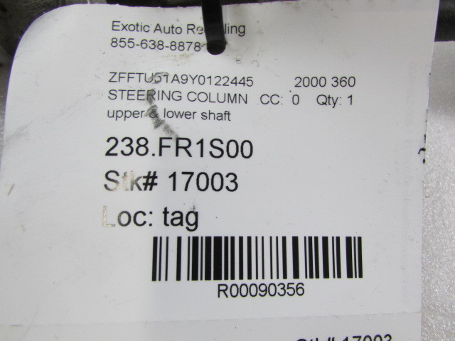 Ferrari 360, Steering Column Upper and Lower Shaft, w/o Ignition Switch, Used