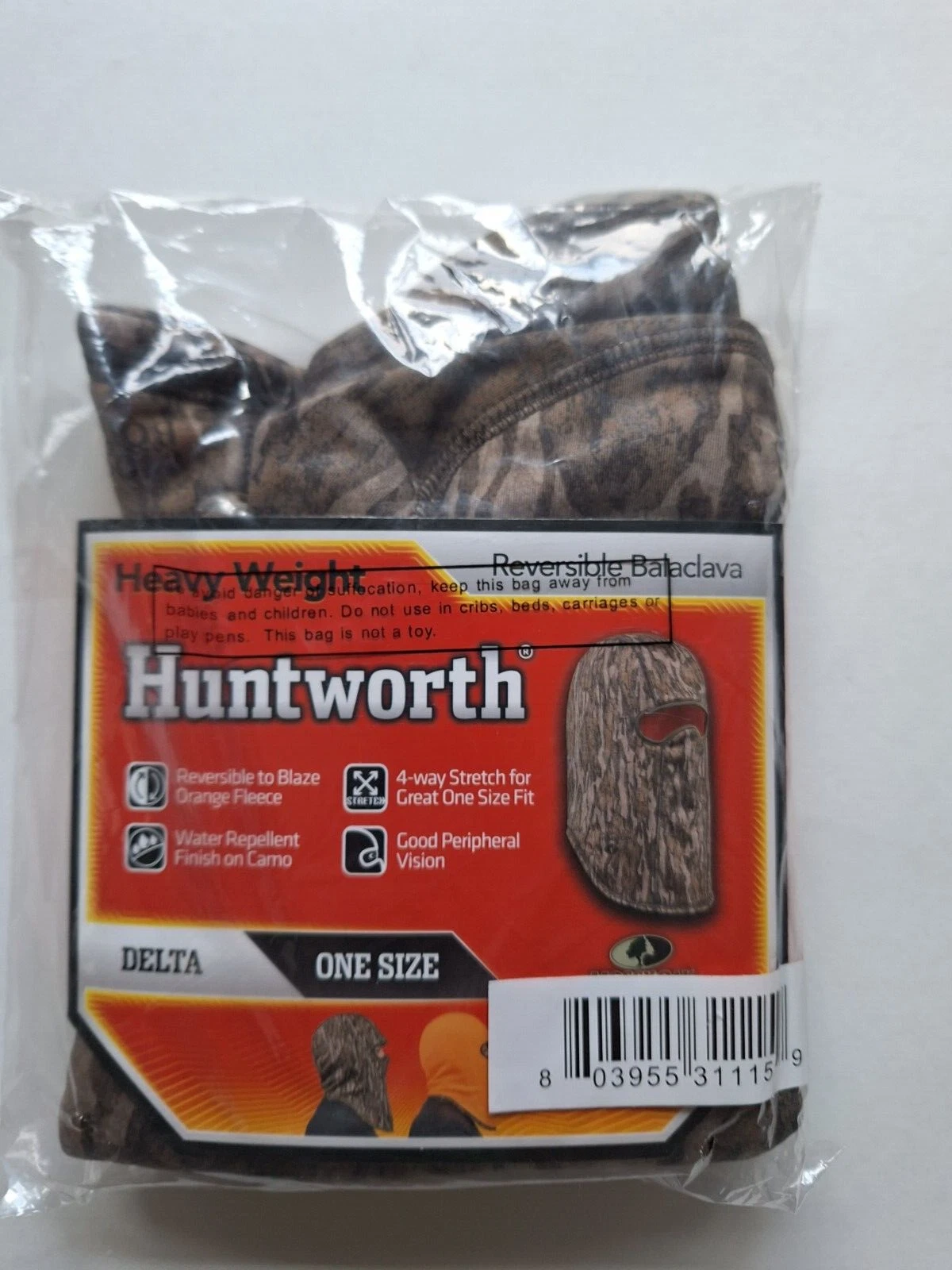 Huntworth Performance Reversible Fleece Balaclava Mossy oak Bottomland/ORG