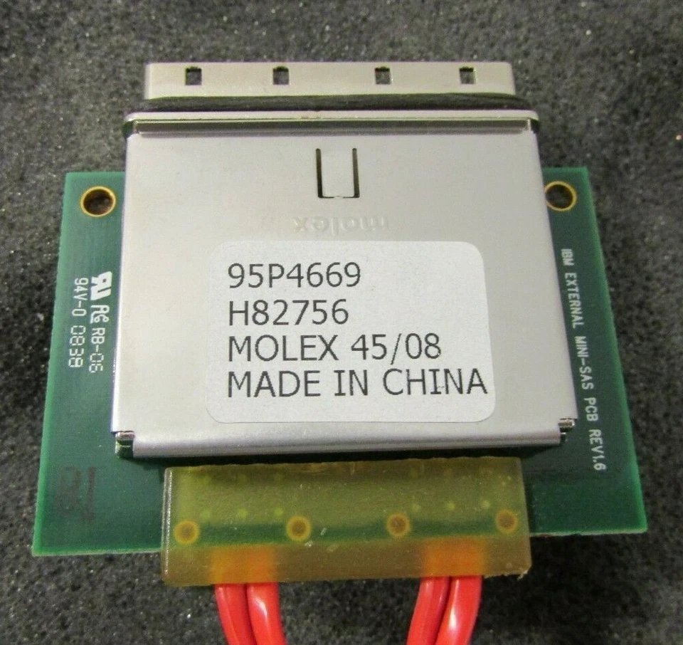 IBM External Mini-SAS PCB w/ Molex 45/08 95P4669 H82756 To Molex SATA Female - Image 3 of 4