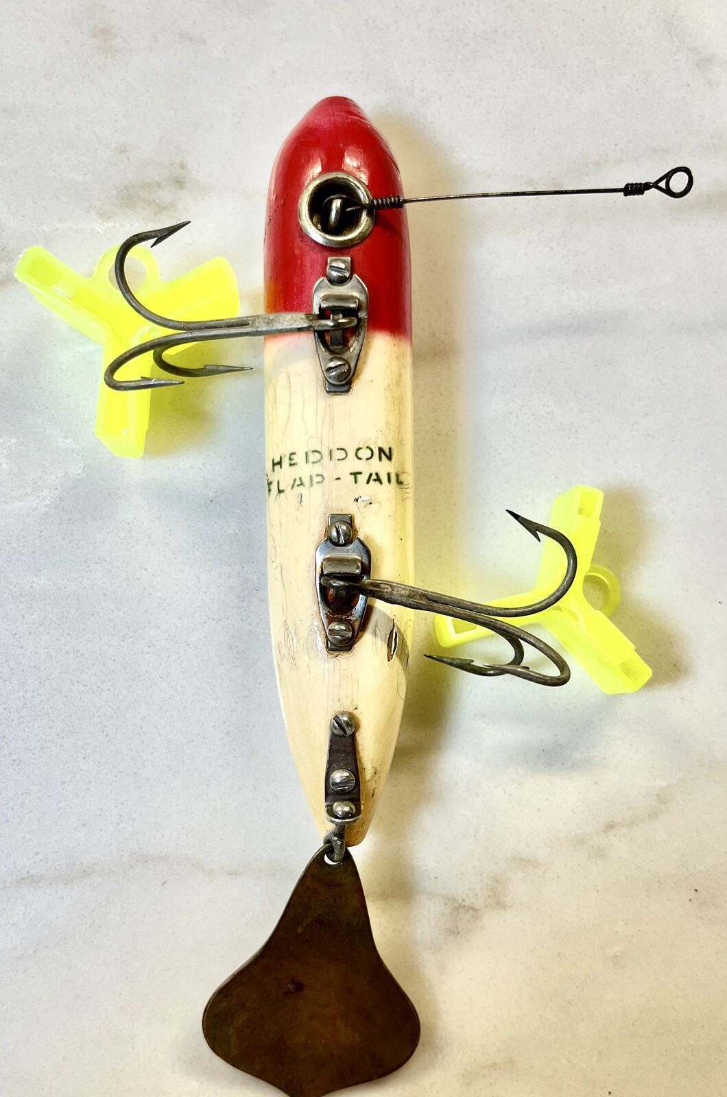 Vintage Heddon FLap Tail Minnow Antique Fishing Lure Glass Eyes