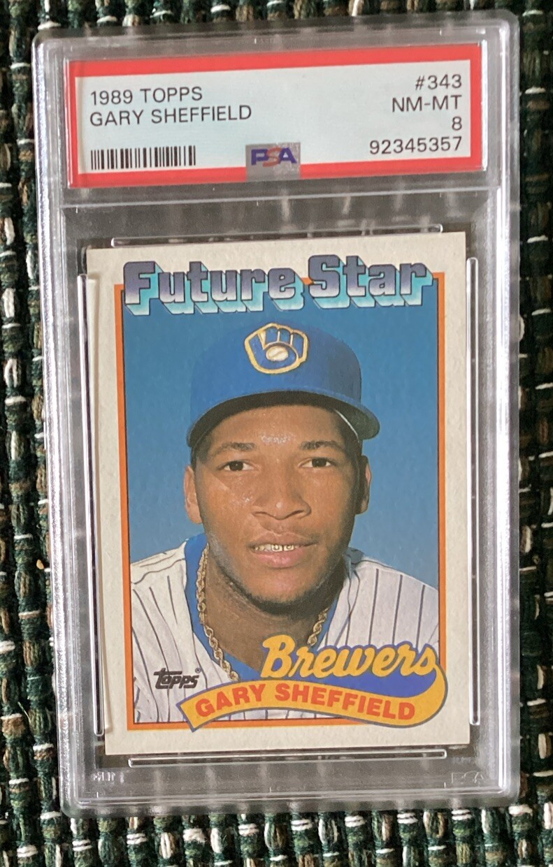 1989 Topps - Future Star #343 Gary Sheffield (RC) - PSA 8 NM-MT