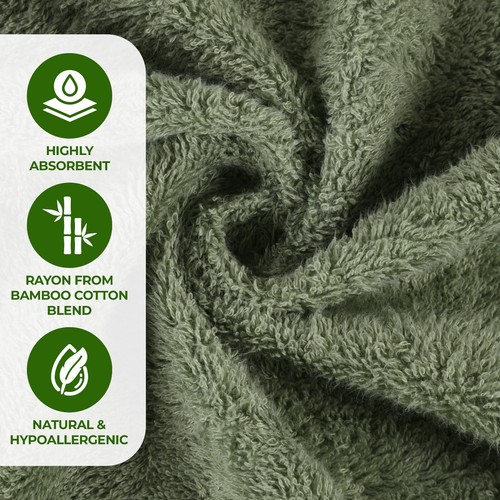 Rayon From Bamboo Cotton Blend Eco-Friendly Absorbent Solid 8 Piece Towel Set - Picture 40 of 100