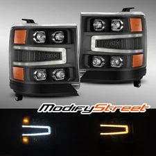 Fit 16-18 Chevrolet Silverado 1500 NOVA-Series LED Projector Headlights Black