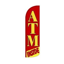 ATM Inside Swooper Flutter Windless Feather Flag  3ft W x 11.5ft Tall