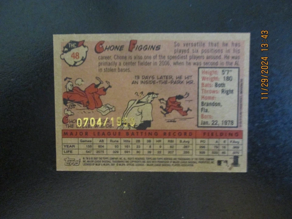 CHONE FIGGINS ANGELS  2007 TOPPS HERITAGE CHROME CARD #48  0704/1958 - Image 2 of 2