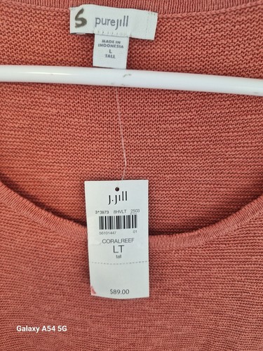 J Jill Pure Jill Textured-Stitch Slub Sweater tall LT NWT $89 Coral Reef - Picture 2 of 3