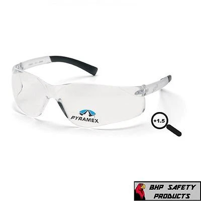 PYRAMEX ZTEK READER CLEAR BIFOCAL SAFETY GLASSES +1.50 MAGNIFICATION S2510R15